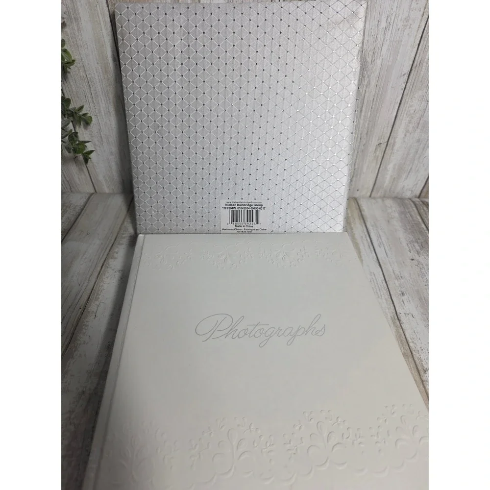 Pinnacle Silver Quilted & White Embossed Photo Album Set Wedding Keepsake 2pk